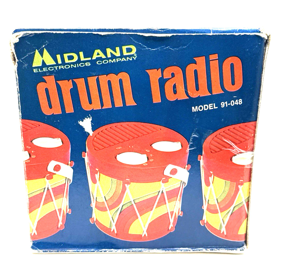 Vintage 1973 Midland Drum Radio Model 91-048 AM Tested w/ Box & Manual Orig Box