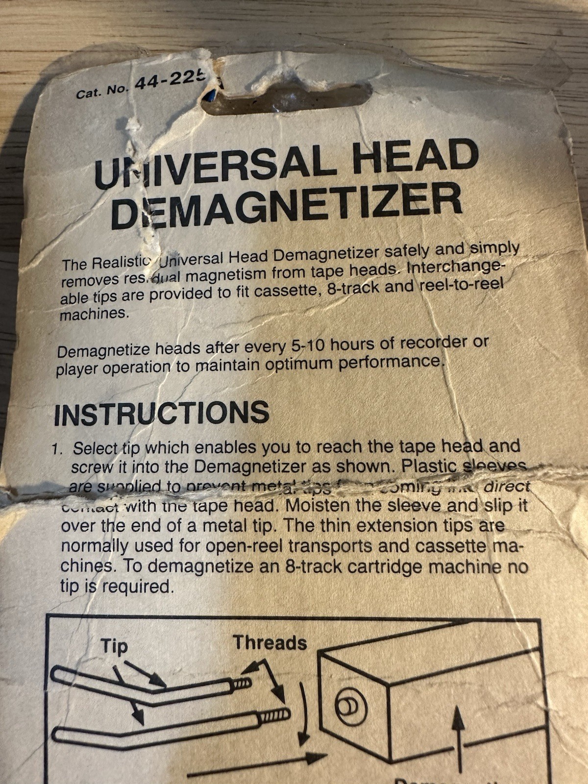 Realistic universal head demagnetizer. Radio Shack Box Not In Good Shape