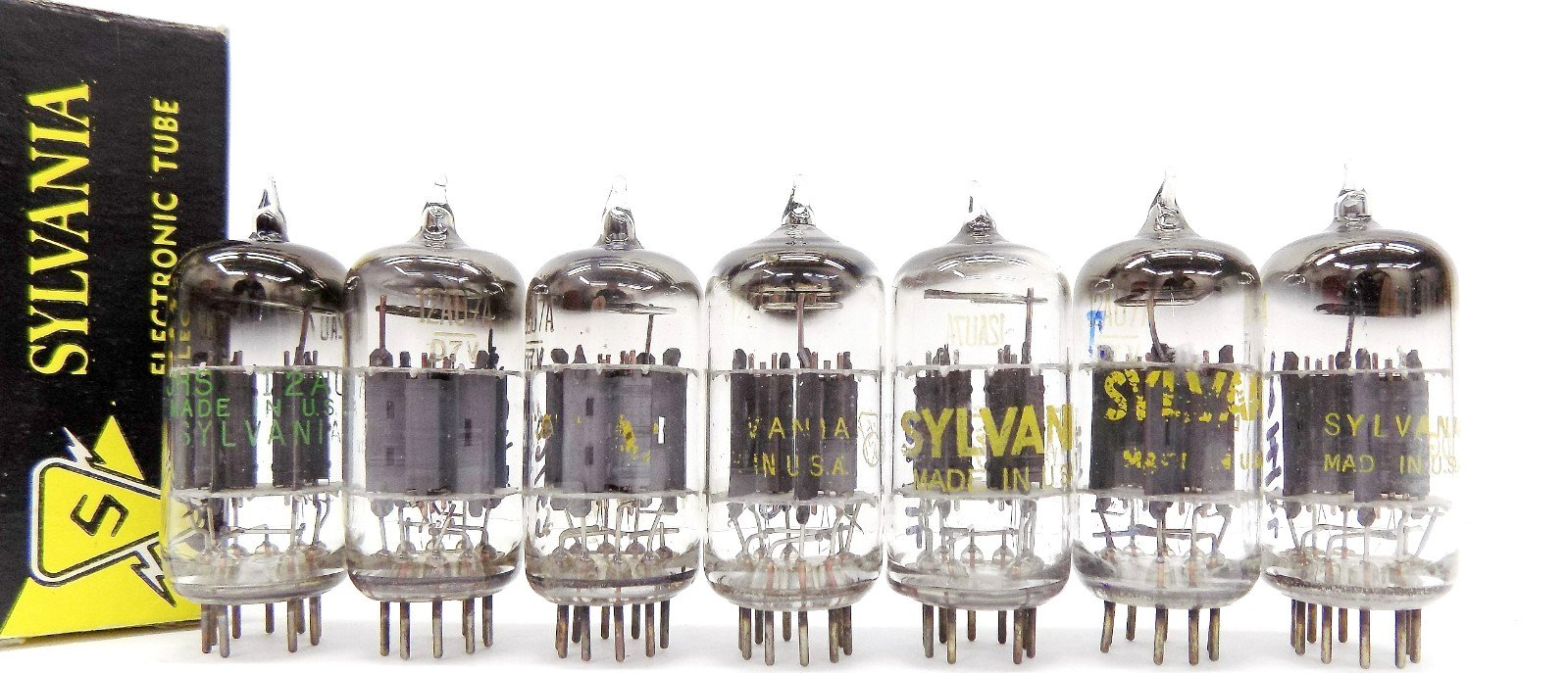 7 Nice Tested Late 1950’s Sylvania 12AU7/ECC82 Vacuum Tubes………….1 Money!