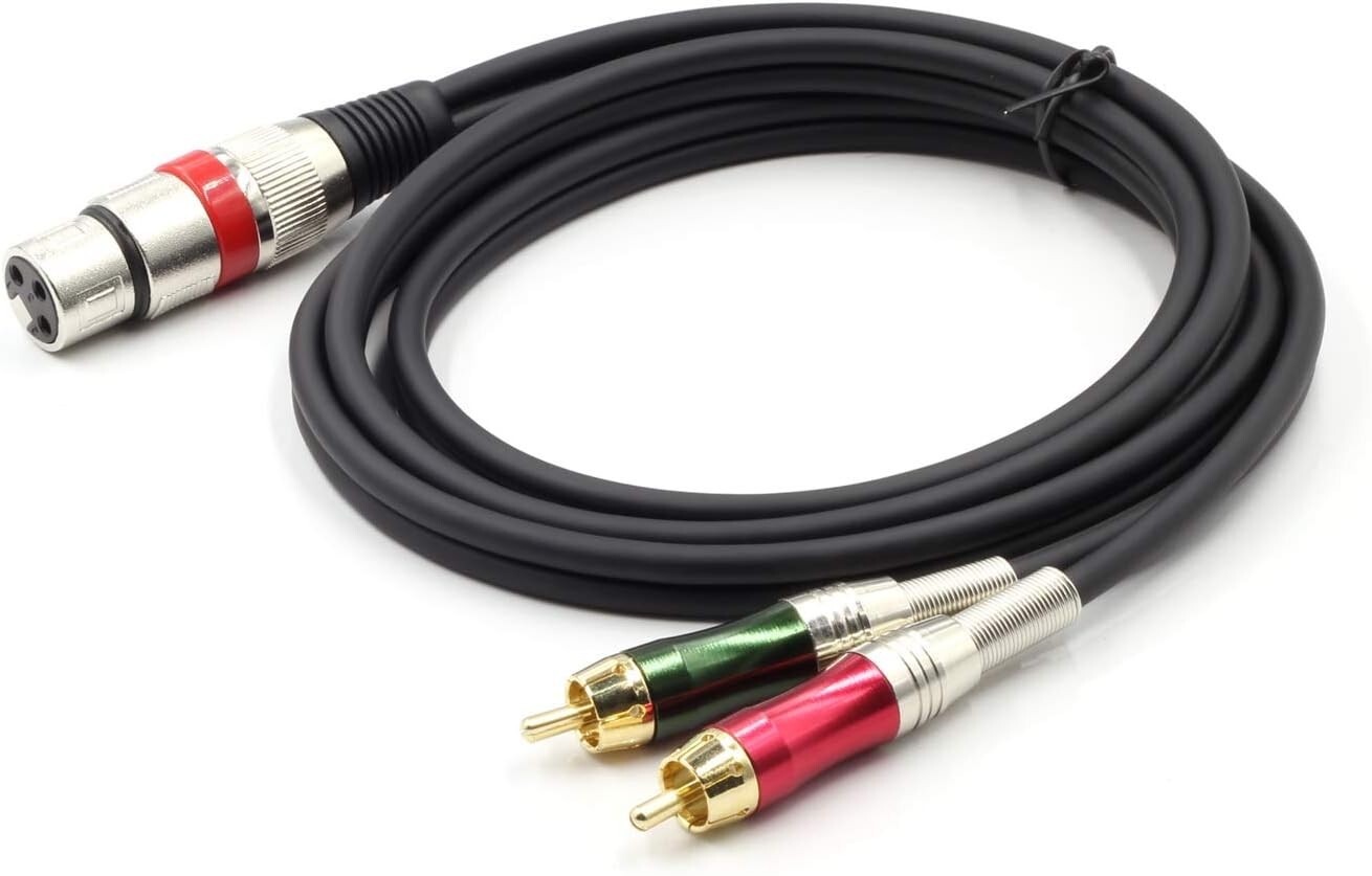2X XLR Female 3 Pin to Dual RCA Male Plug Stereo Audio Oxygen-Free Cable 5FT