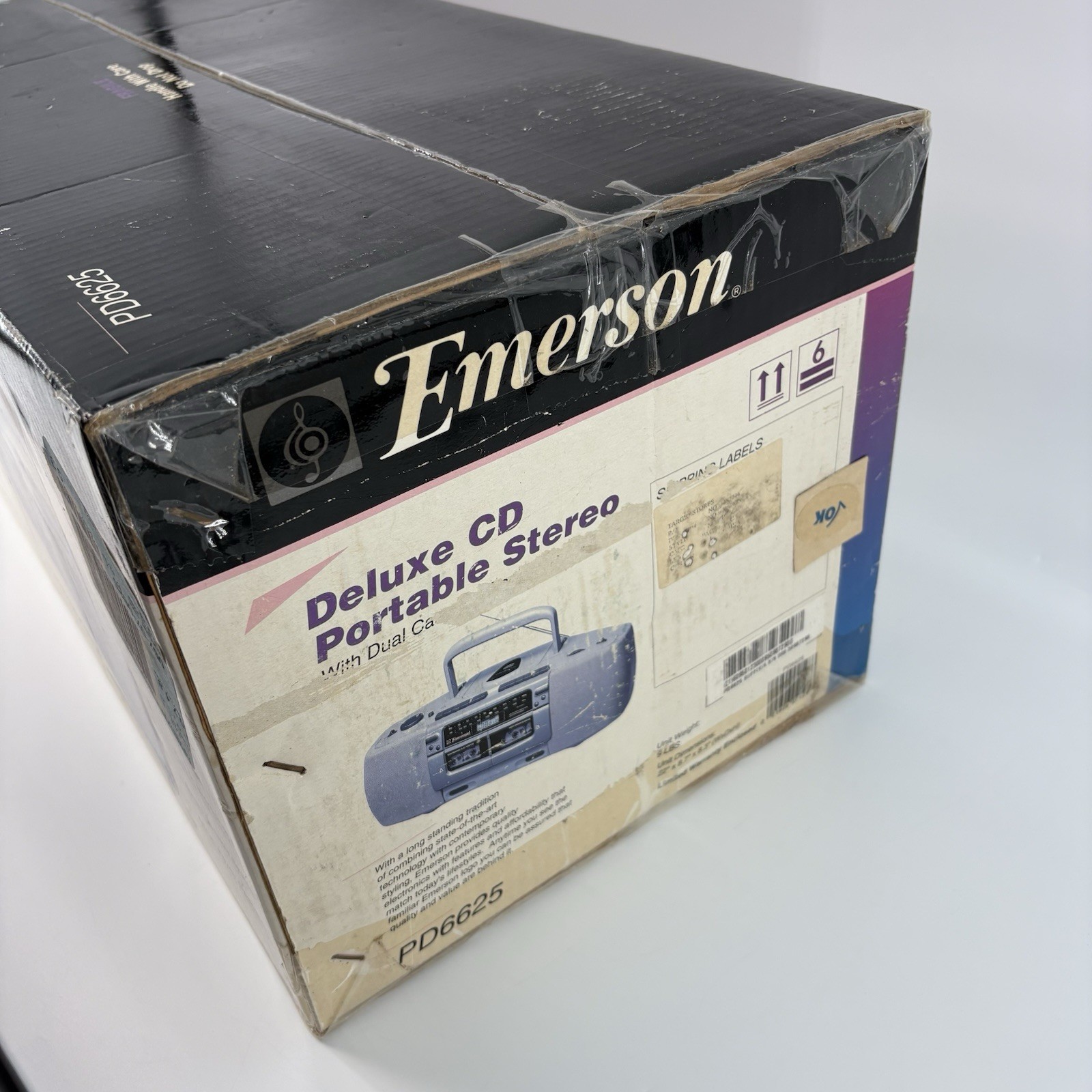 Emerson PD6625 Vintage 90’s CD Dual Cassette Portable Stereo Factory Sealed NOS!