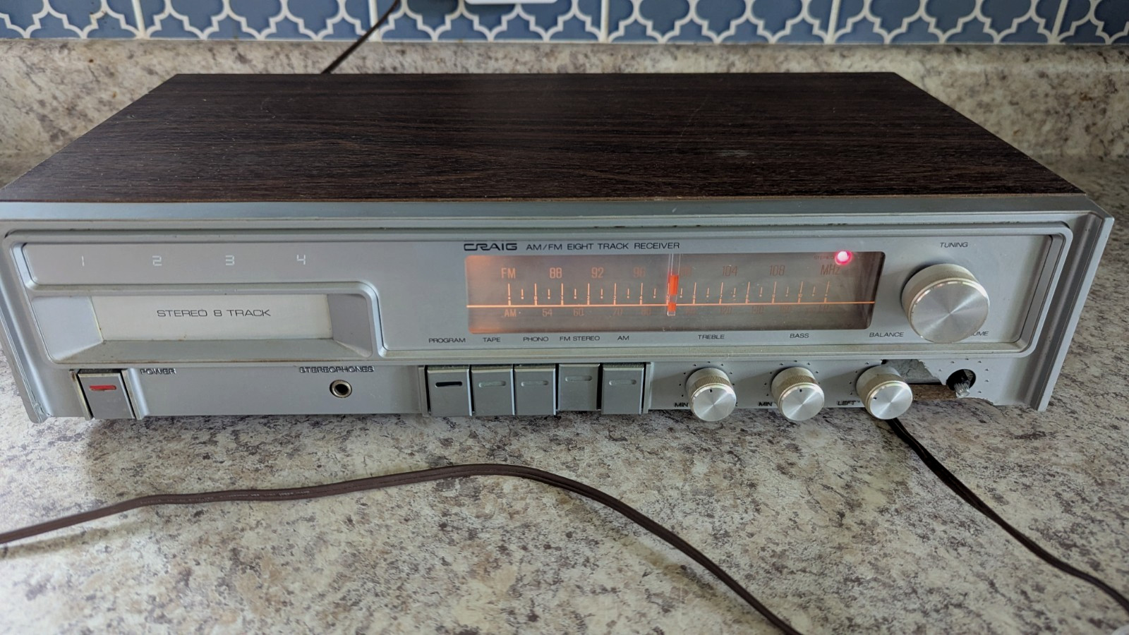 CRAIG H300 AM/FM Stereo 8-Track Receiver – Vintage – Untested- As Is *