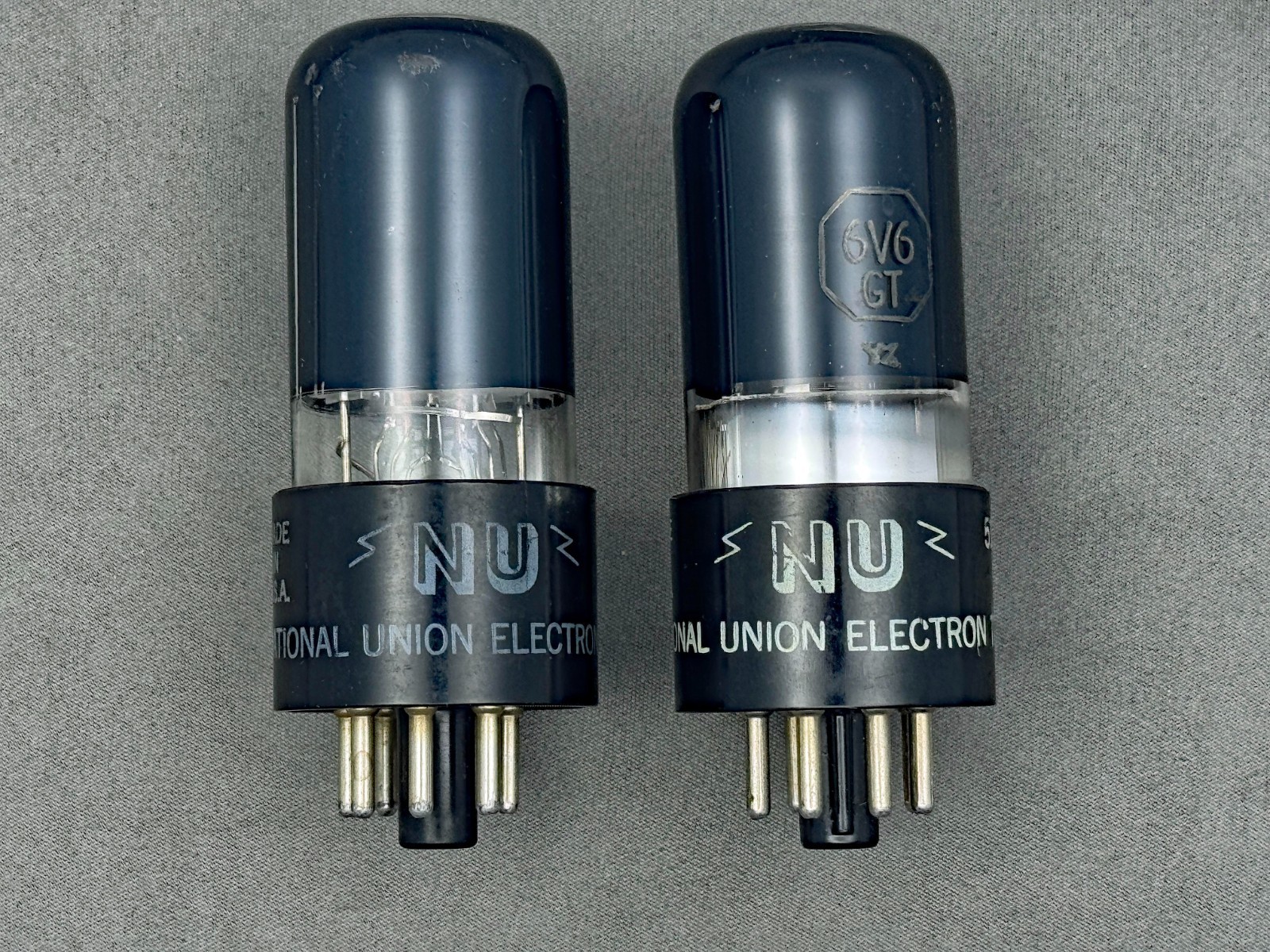 (2) National Union 6V6GT Power Tubes Black Glass Black Plates Test NOS Amplitrex