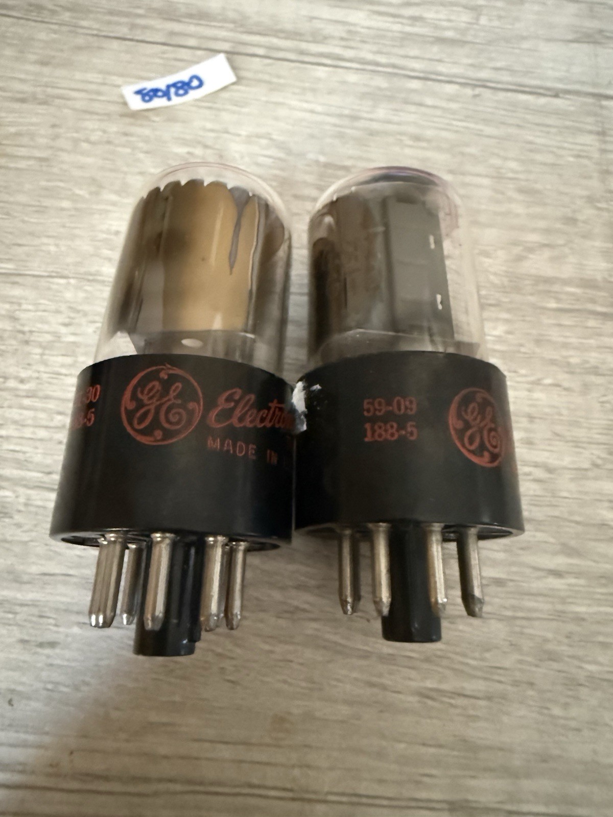 NOS Matched Quad GE 6SN7 GTB Red Label Side Getters OLD STOCK 60s