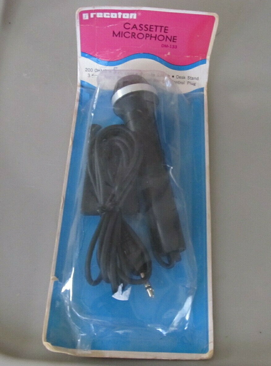 Recoton vintage Cassette Microphone NEW IN PACKAGE DM-133