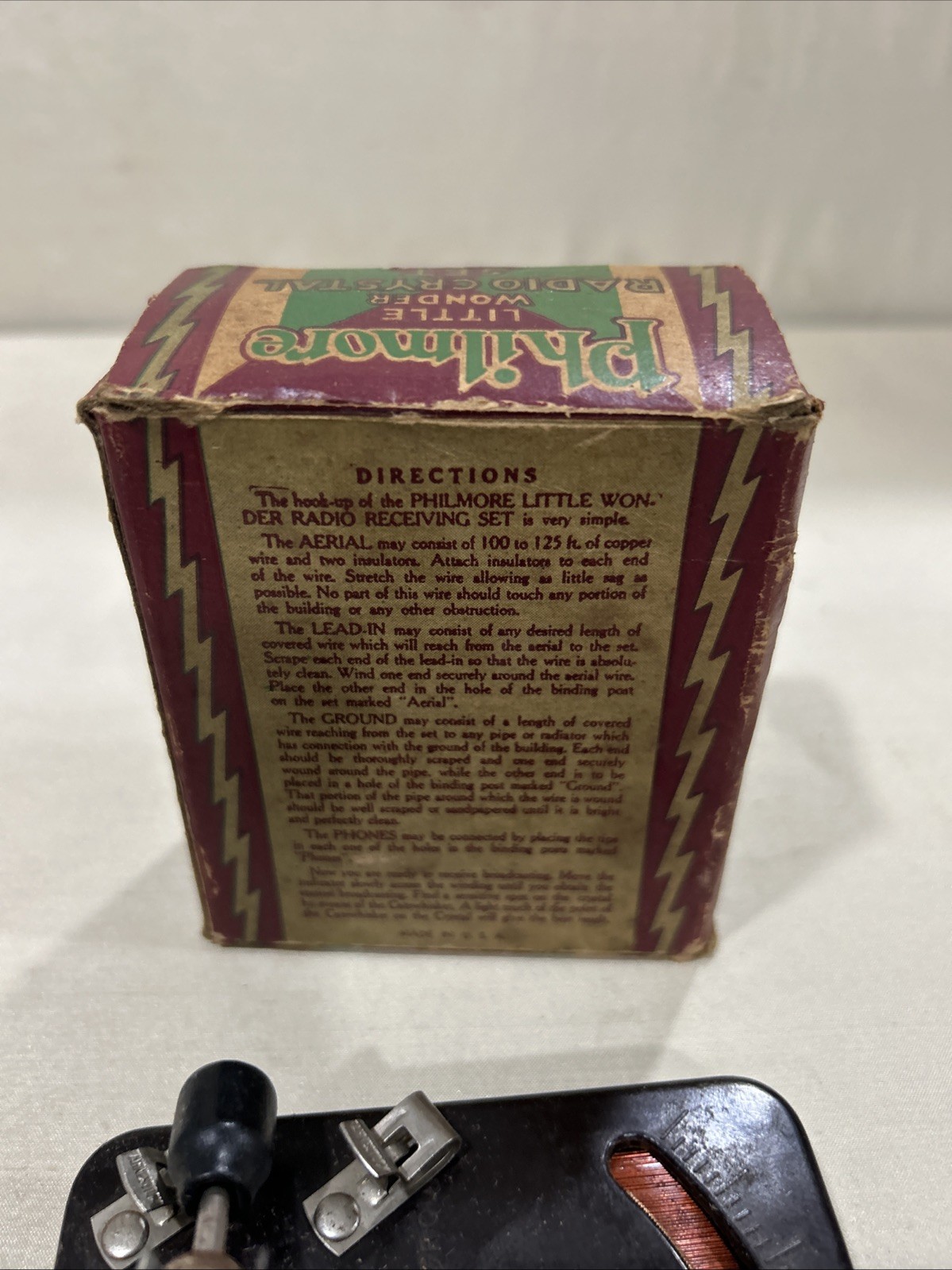 Vintage Philmore Little Wonder Vintage Radio Crystal Set With Box