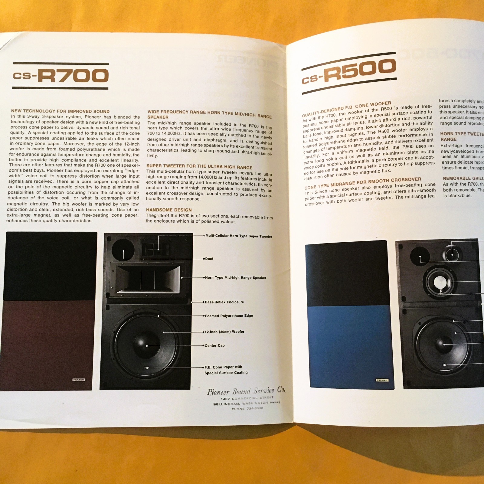 Original Pioneer CS-R700 CS-R500 CS-R300 Speaker Brochure – NOS and Uncirculated