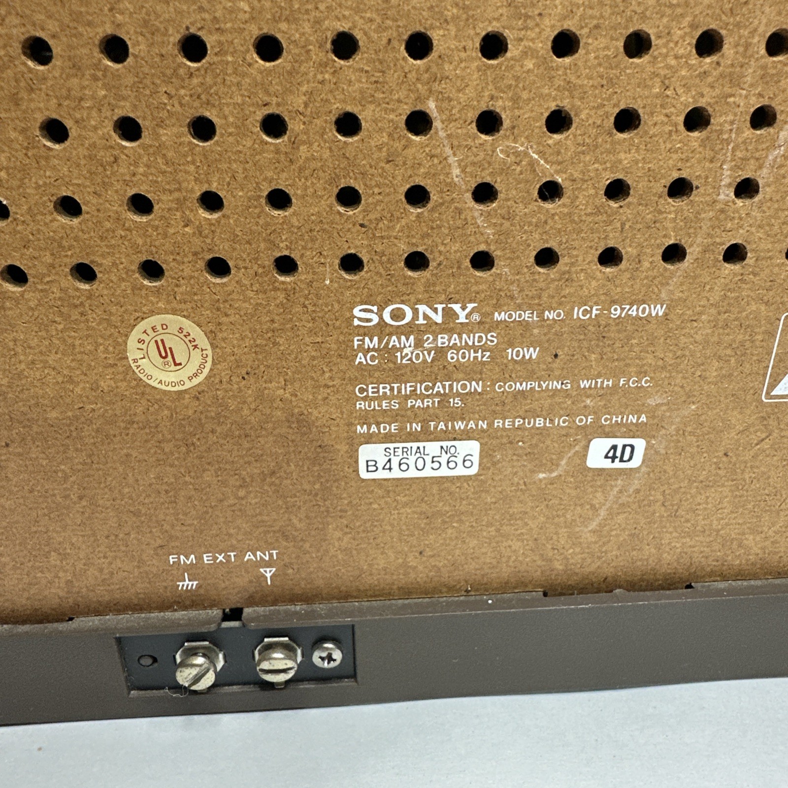 Vintage Sony ICF-9740W AM/FM Table Radio Simulated Wood Tested Working