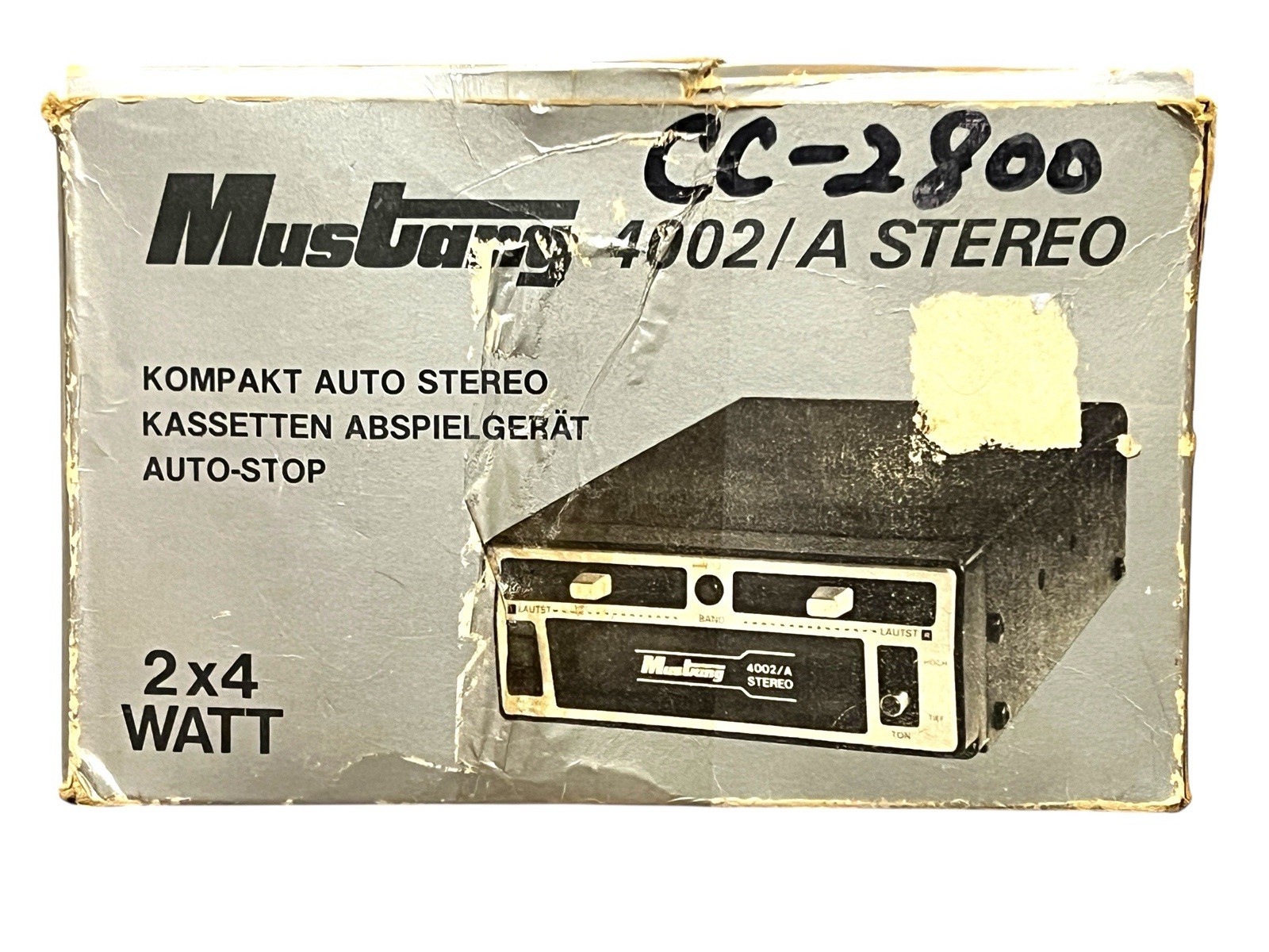 Vintage Mustang 4002/A Under Dash Car Stereo Cassette Player NOS Complete Box