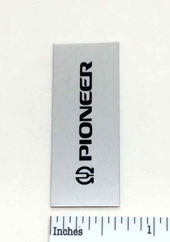 Pioneer Turntable Badge Logo For Dust Cover Metal Custom Made Silver w/Black Ink