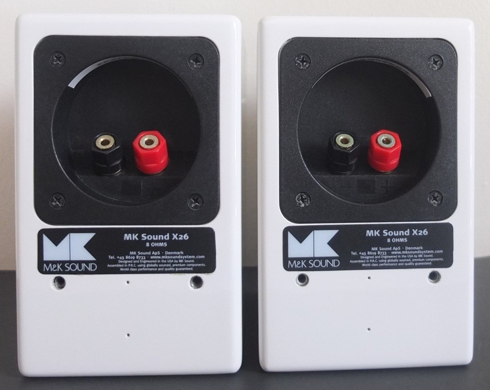 pair of MK Sound X26 satellite speakers c.2010—gloss white finish—excellent cond