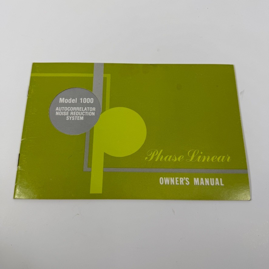 Phase Linear Model 1000 Noise Reduction System Owners / User Manual *Original*