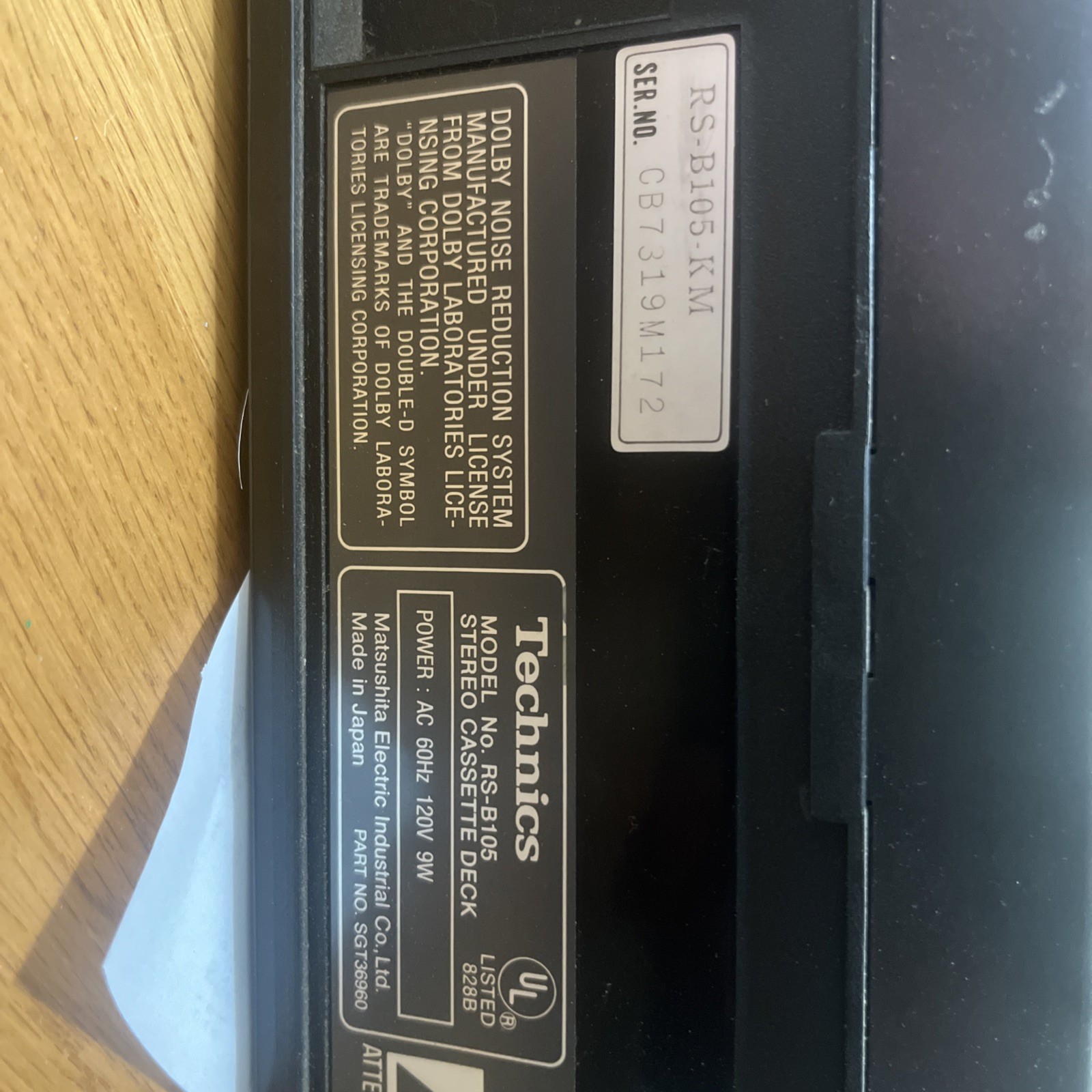 Technics Dolby System VCR Player (read description)
