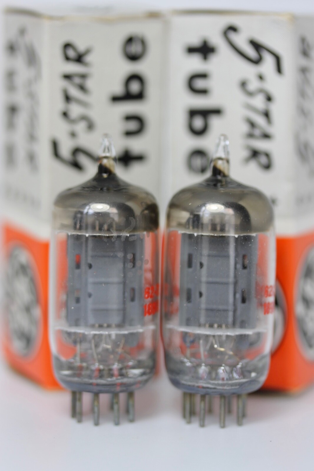 NOS GE 5-STAR ***** 6211 (Sub for ECC802S) MATCHED-PAIR D-GETTER TUBES 100% 1962