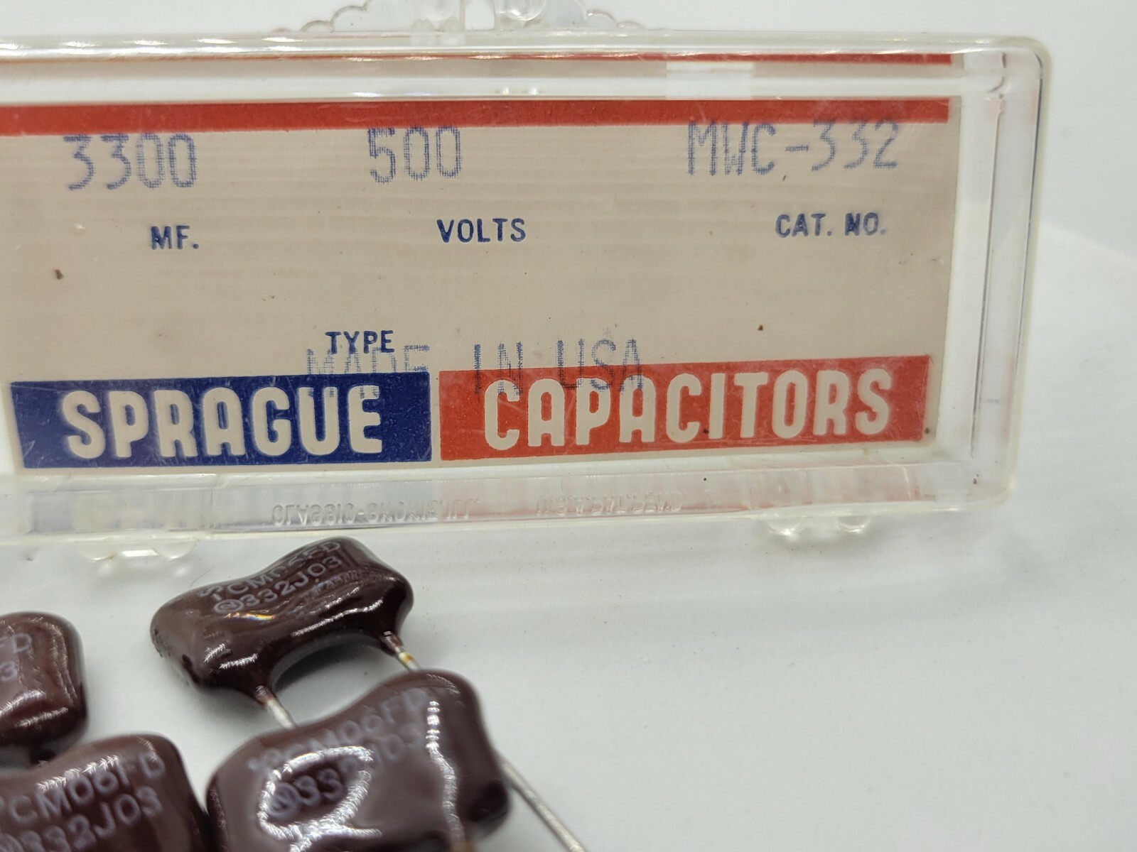 9pcs Vintage Sprague Capacitors made in USA 500v 3300mf cat no. MWC-332 zc