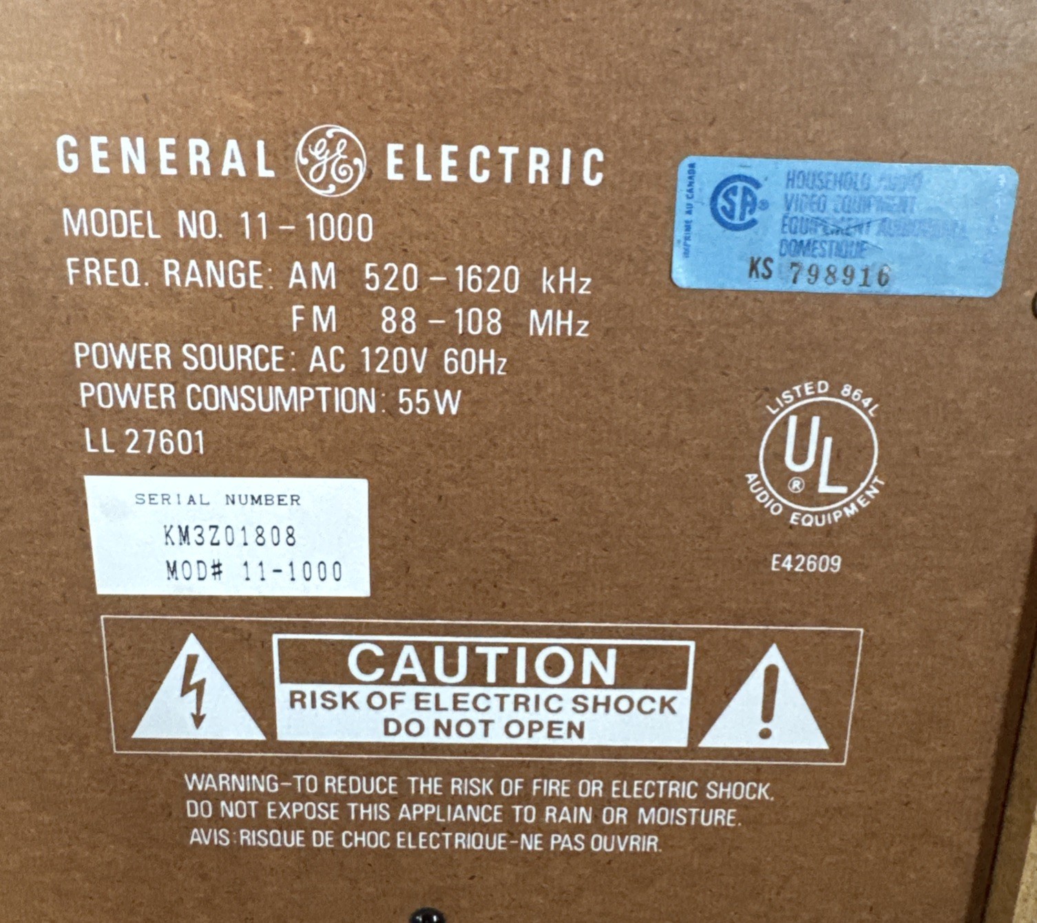 GE Compact Stereo System #11-1000 AM/FM Stereo 2 Cassette Phono Equalizer Read