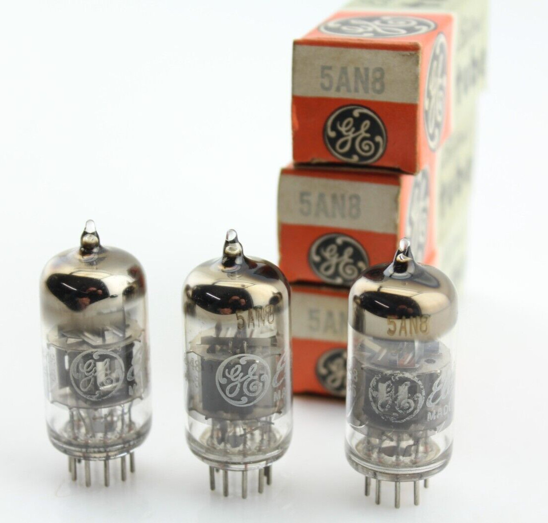 New NOS Tubes Qty 3 GE 5AN8 Matched Tri & 1958 Date Codes O Getter Made in USA