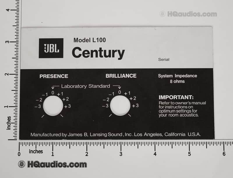 Pair of JBL L100 Century Aluminum Label Badges Replacement 1-Year Warranty