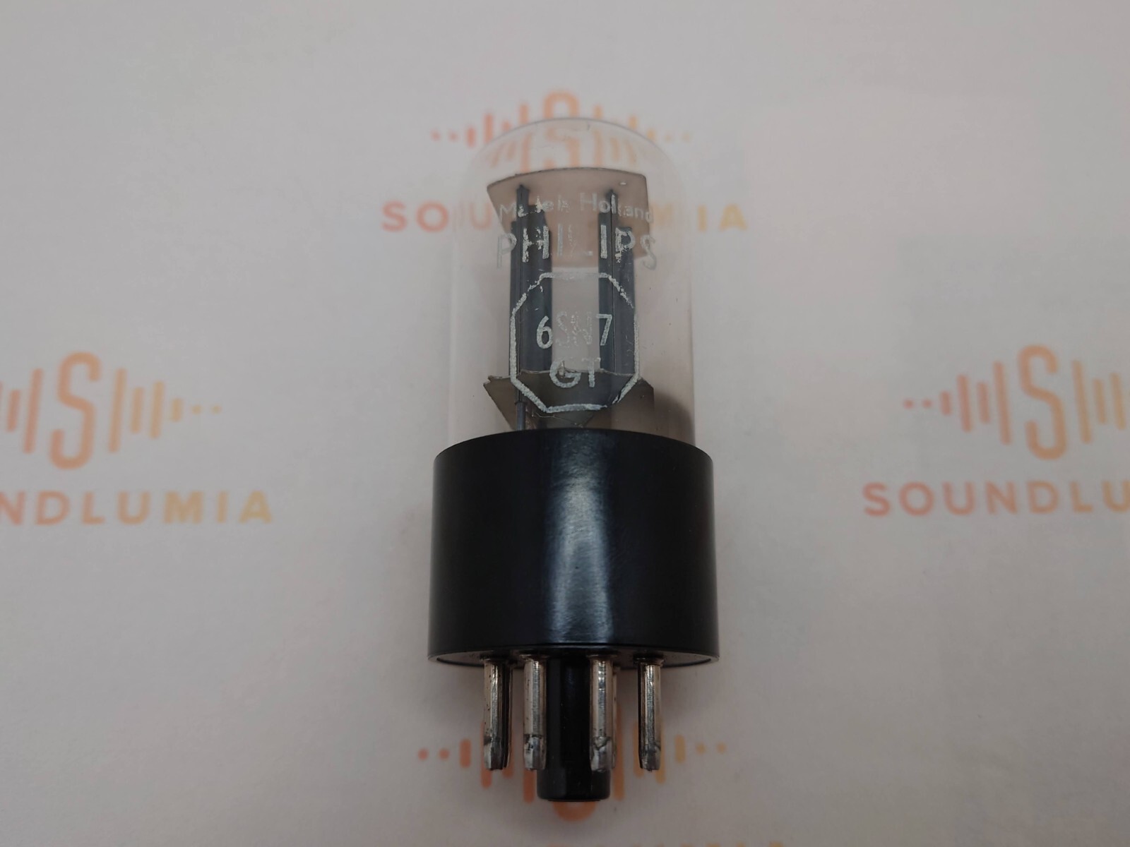 1x Philips 6SN7GT Bottom Rectangle Getter –Orig. Box and Paper- Holland 60s –NOS