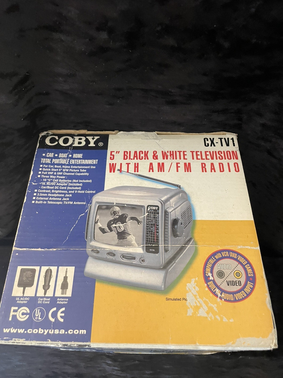 New Coby CX-TV1 5” Portable B&W CRT TV AM FM Radio