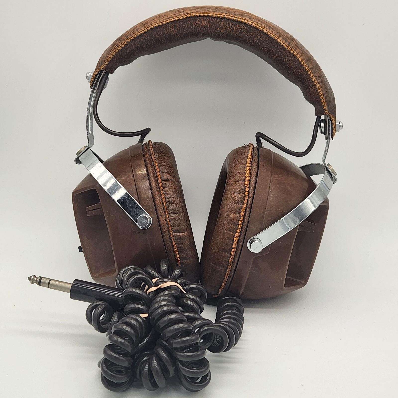 Vintage Mura SP-205 Dynamic Stereo Headphones Brown Japan 8 Ohm Untested Retro