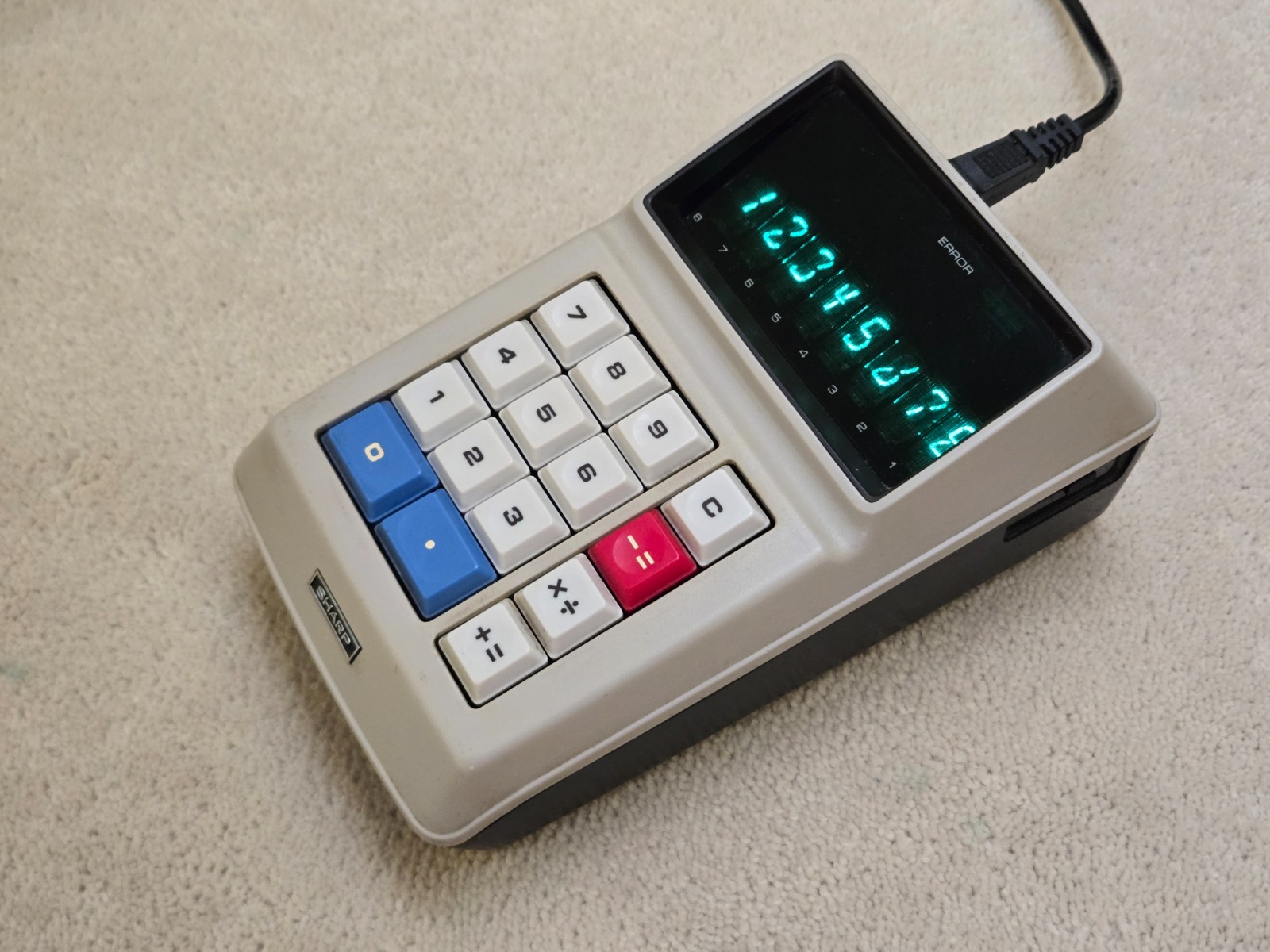 Vintage Sharp EL-8A Calculator, Itron tubes, EA-20 Power Supply, works perfect