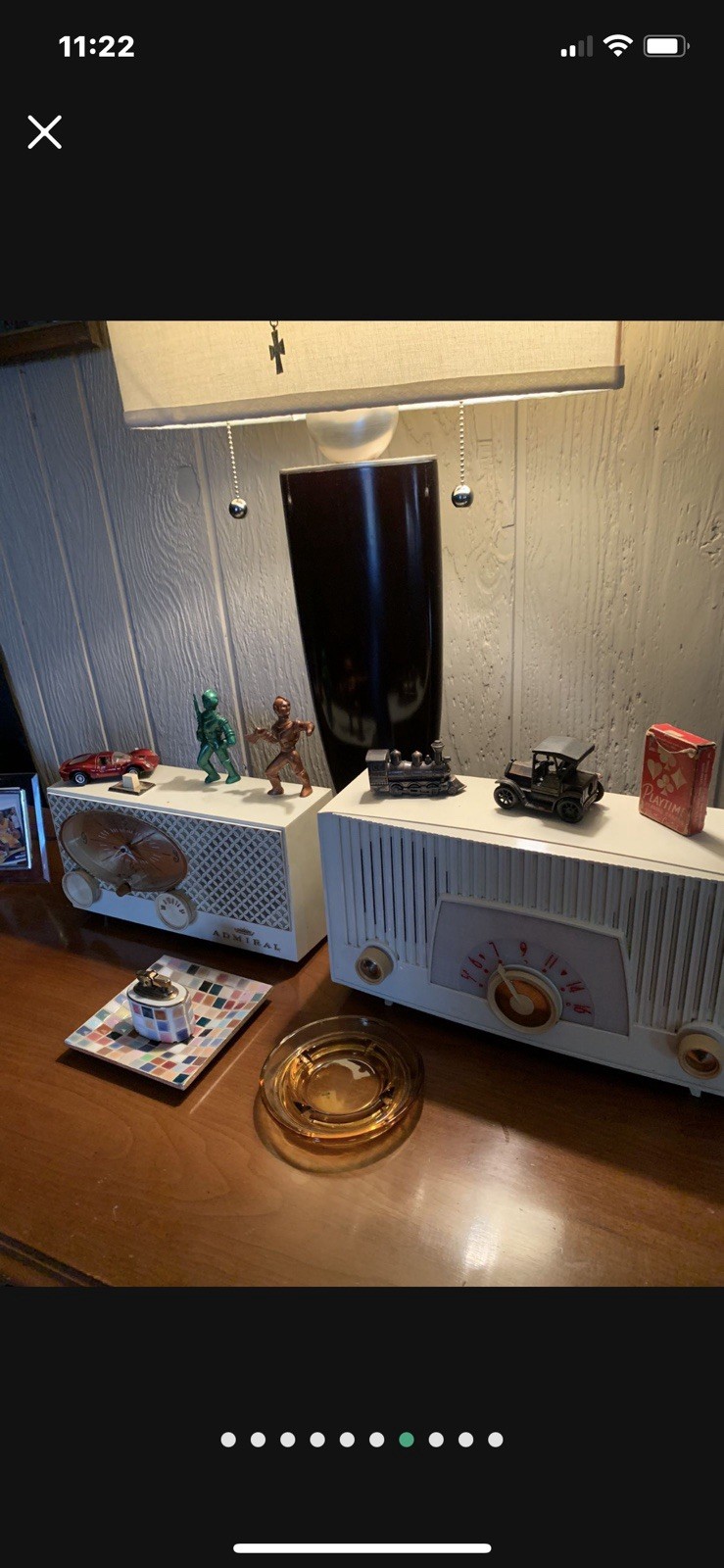 Vintage 1950s MCM Phillps Twin Speaker Radio White Lights Up and In Working Cond