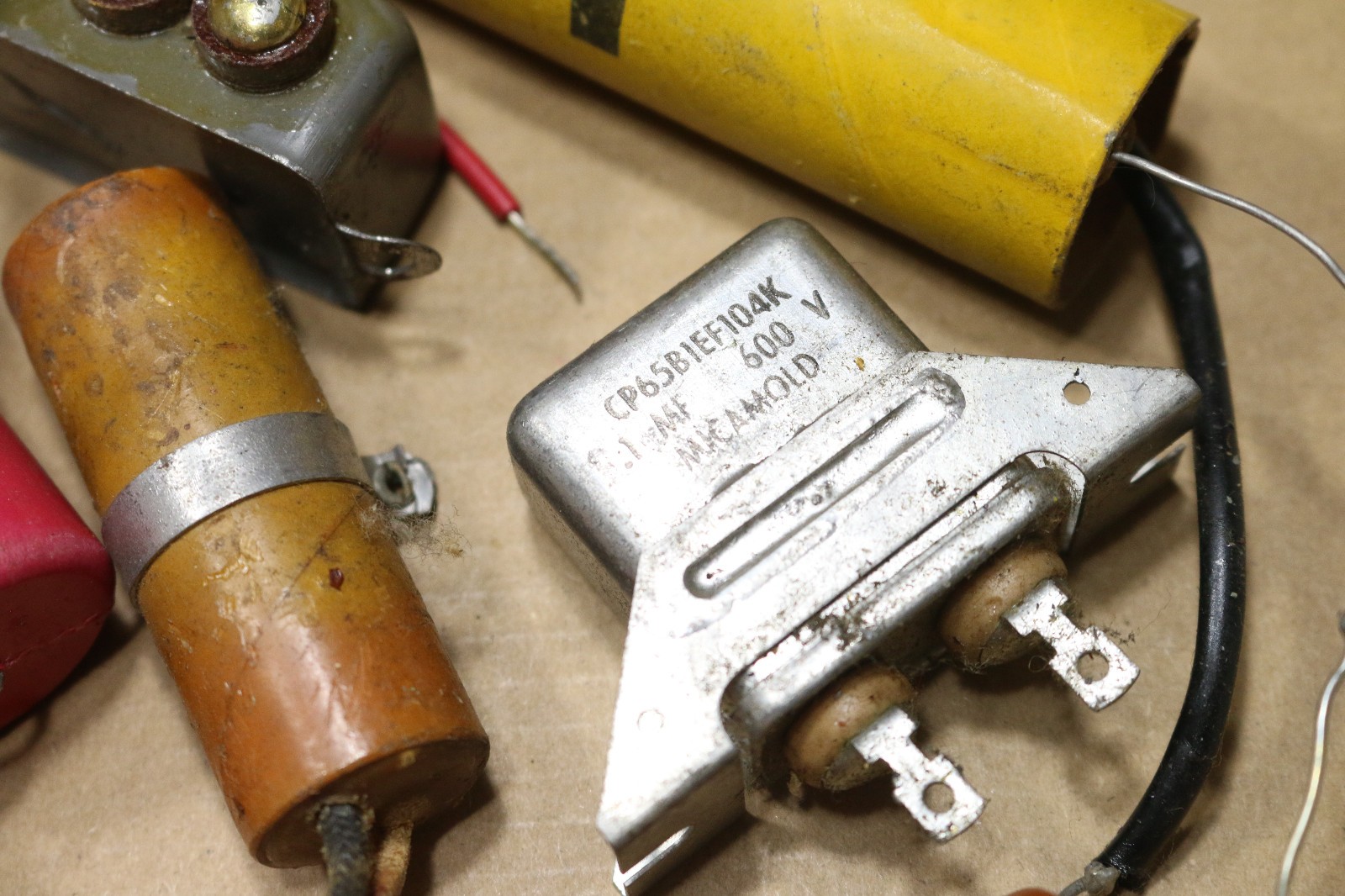 Lot of 9 Vintage Capacitors Can Astron Oil PIO Cornell Paper Aerovox For Parts
