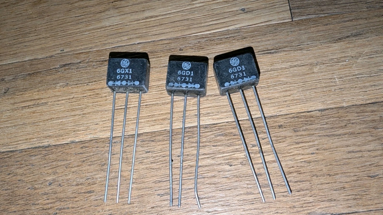Lot of 3 Vintage GE TV Semiconductors 6GX1 6GD1 NOS Replacement Parts