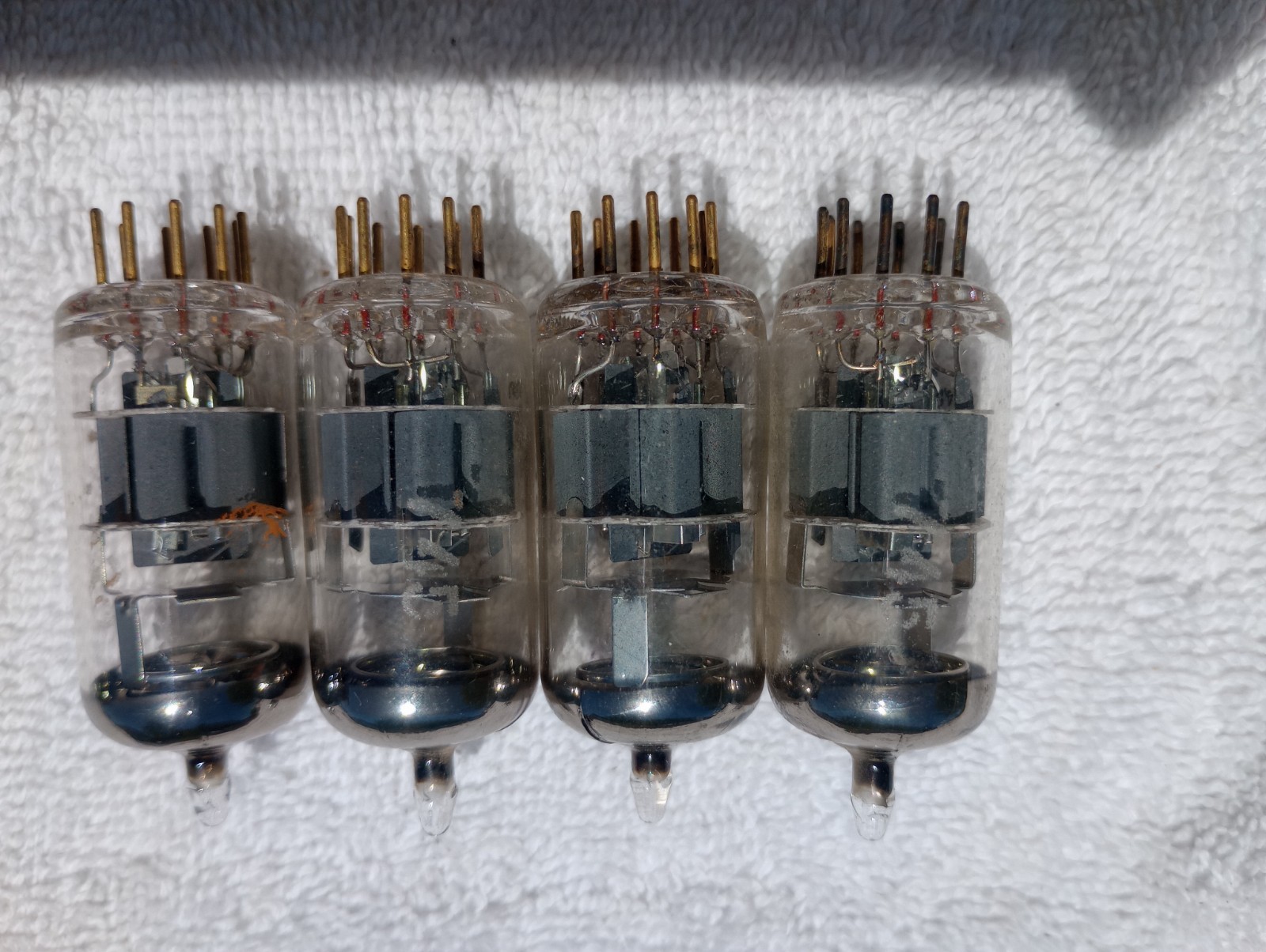 4 total Amperex Jan 7308 (E188CC) (CV4108) Gold Pin ORANGE Print Valve Tube