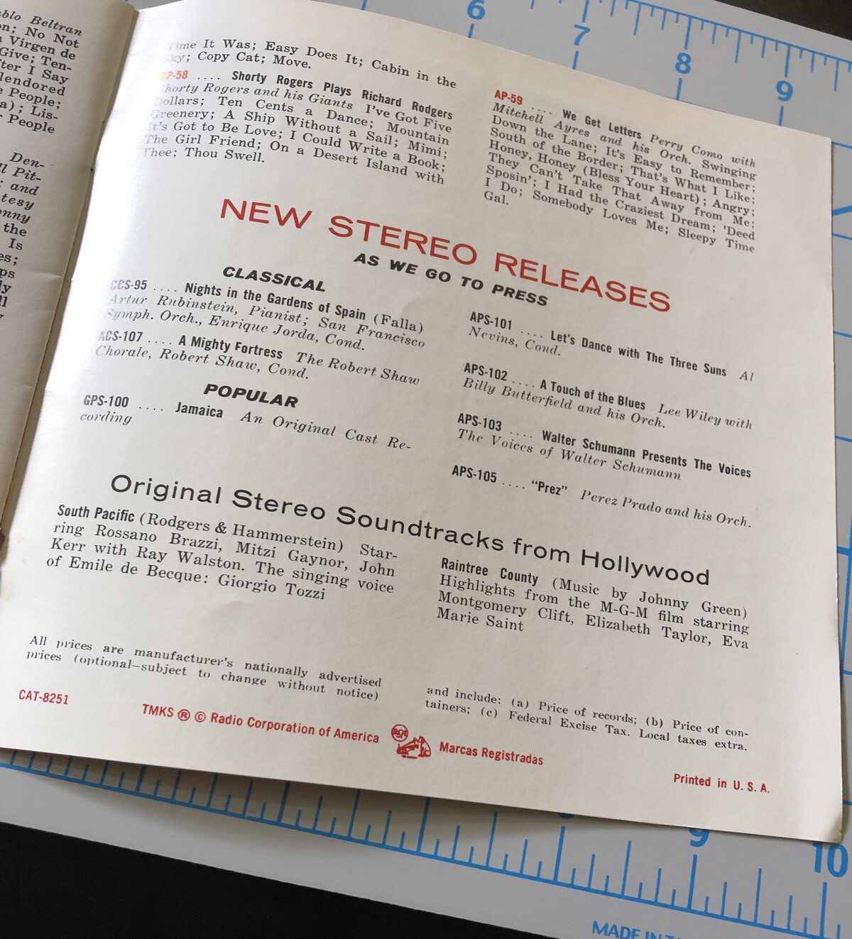 Vintage RCA VICTOR Stereo Monaural Tapes Brochure CATALOG 1958