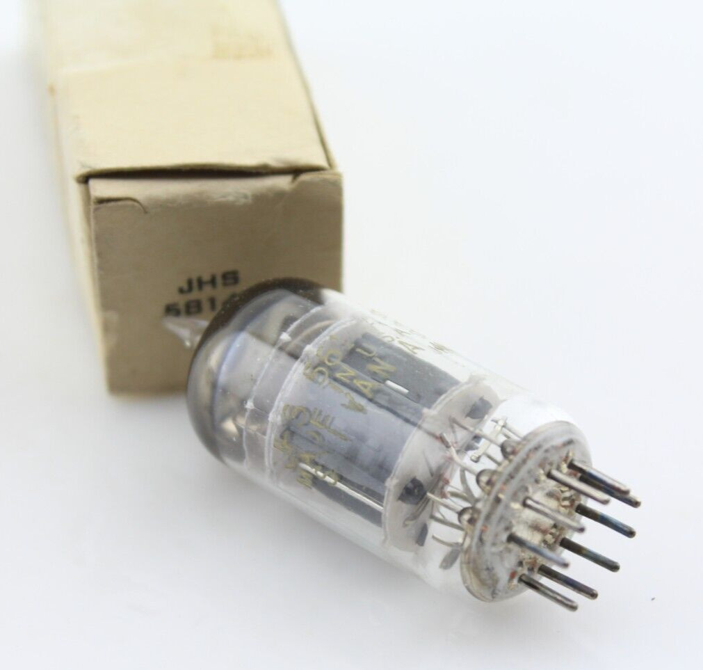 New NOS Qty 1 SYLVANIA JHS 5814A Grey Plates D Getter 1959 NOS Vintage Tube USA