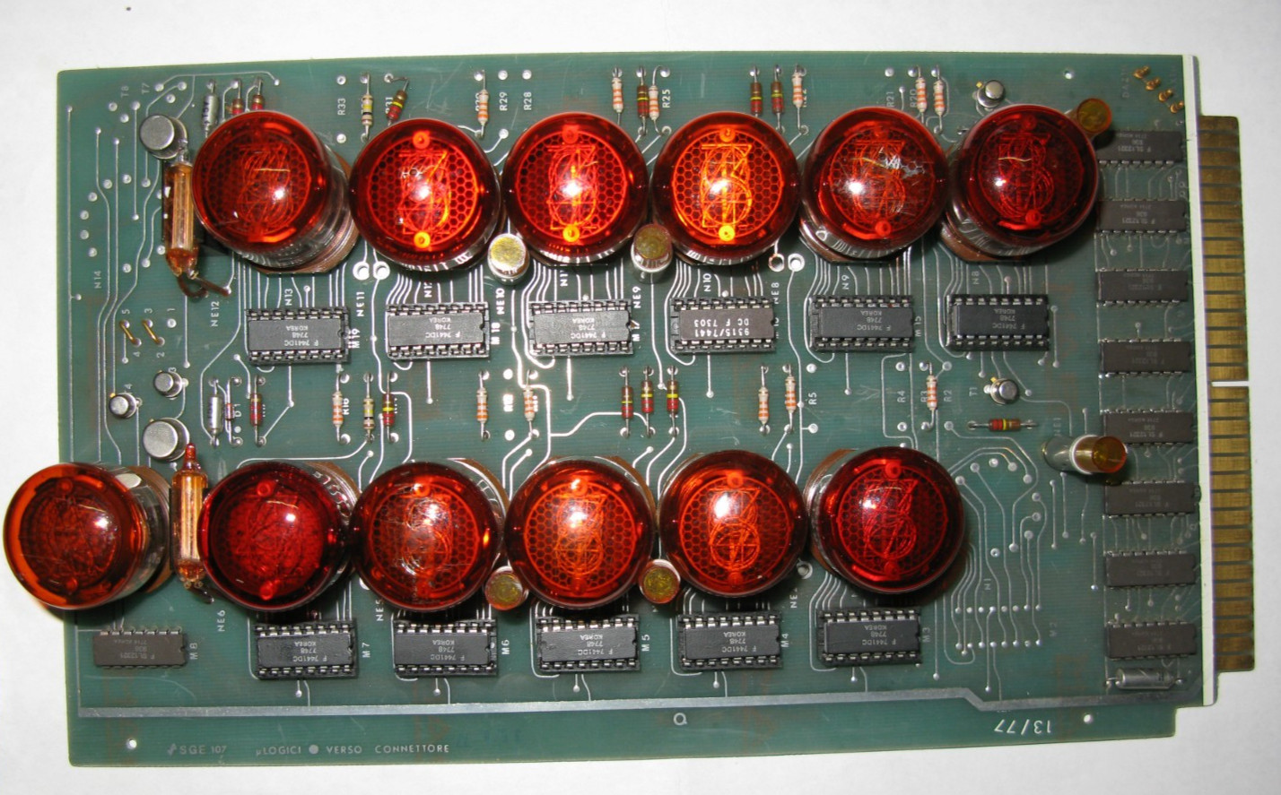 nixie tube ZM1020 by RFT TESLA PHILIPS ITT on PCB+sockets z560m +74141