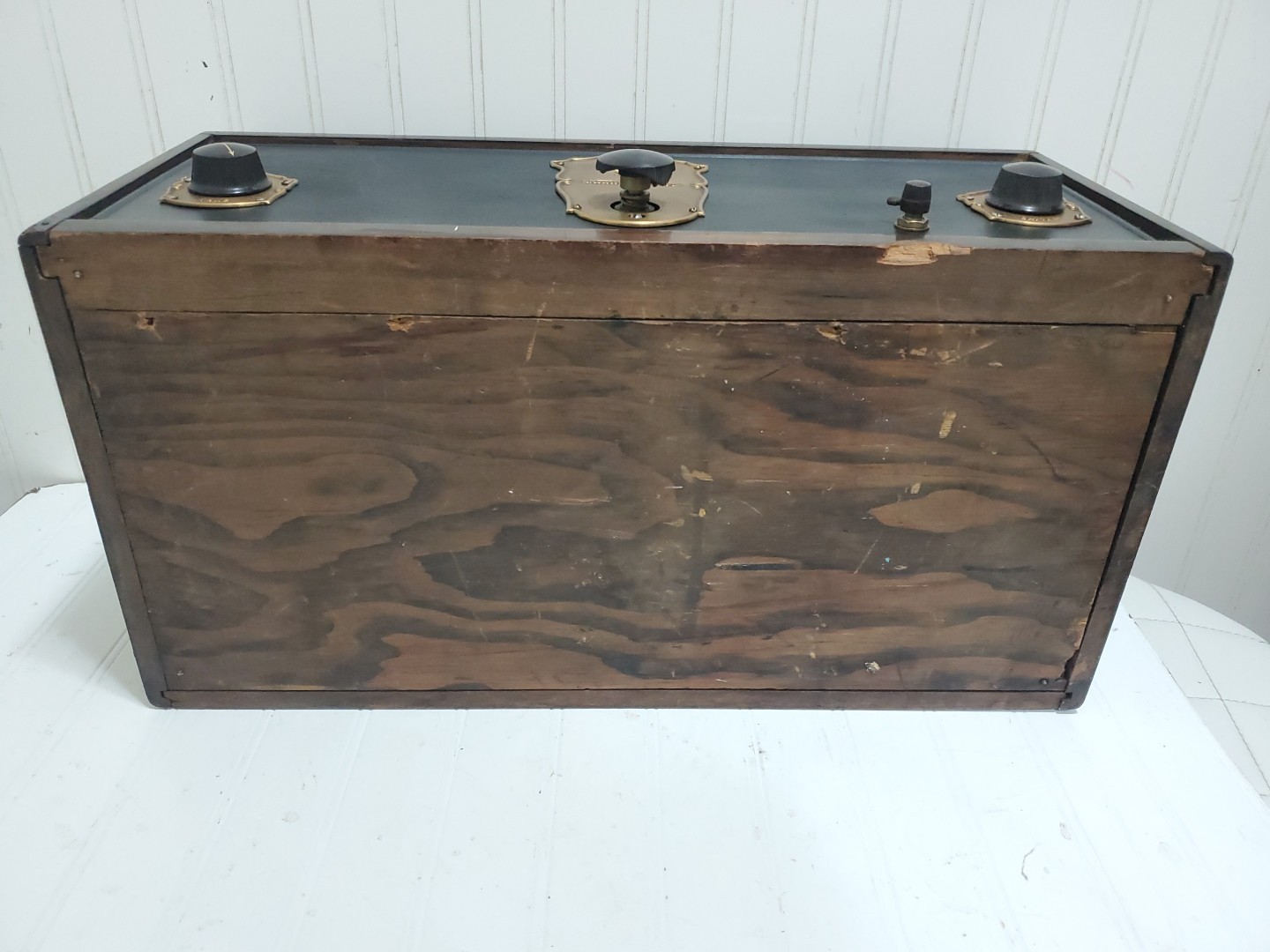 Antique 1926 Stewart Warner Model 345 Tube Battery Radio Wooden Cabinet Untested