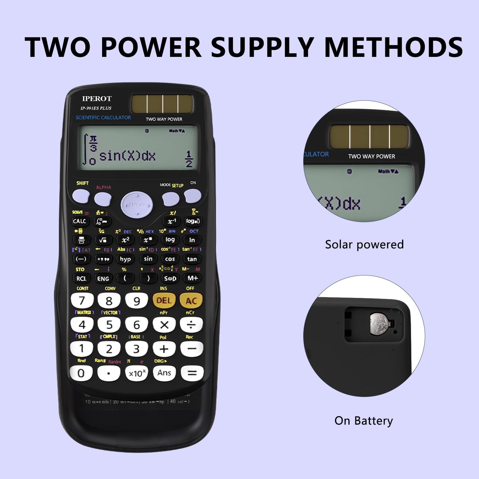 Scientific Calculators, IPEROT Black Math Calculator with 417 Function, BLACK