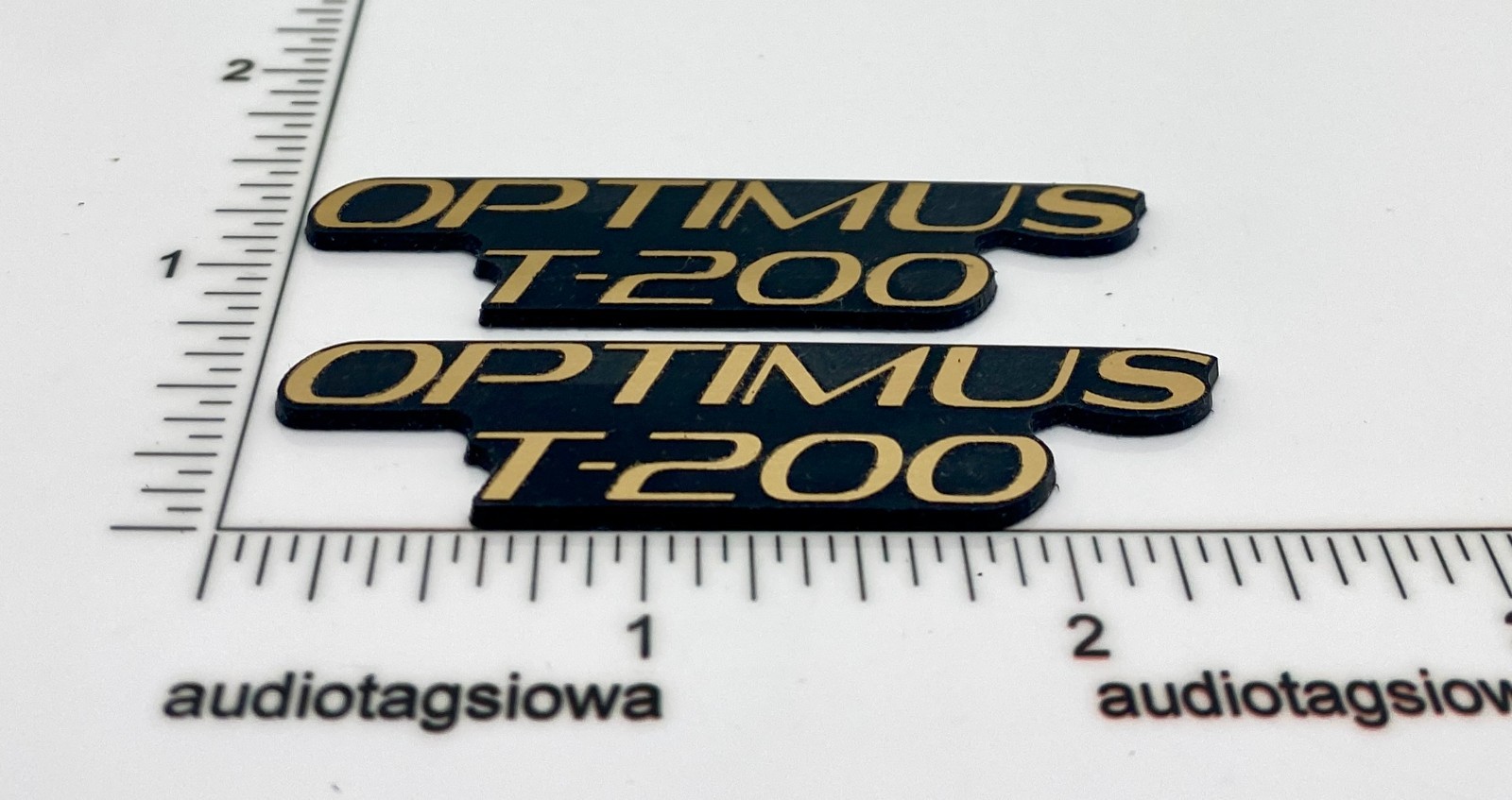 Optimus T-200 Realistic T200 Speaker Badge Logo Custom PAIR Incised Gold/Black