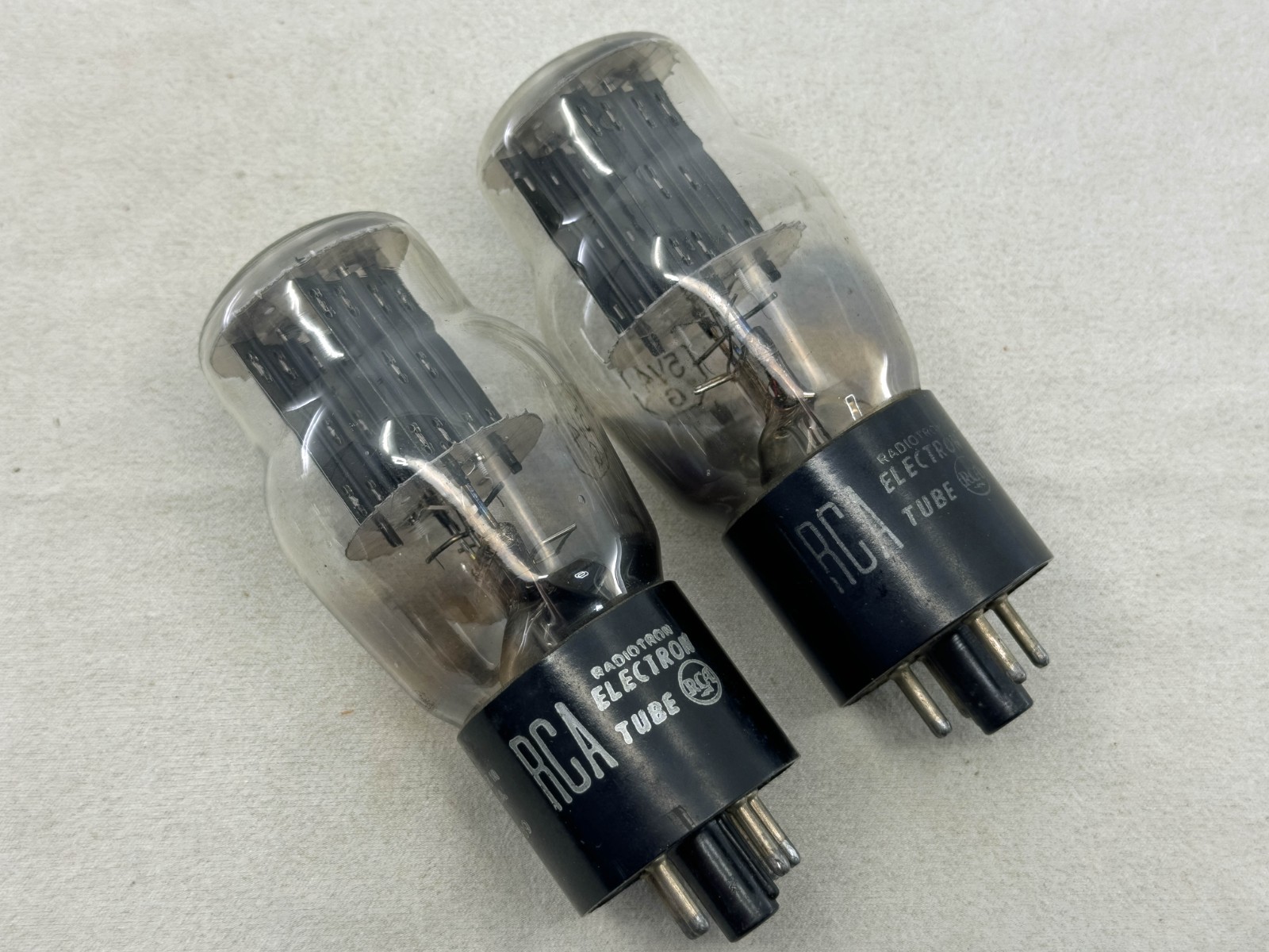 Matched Pair RCA 5V4G Rectifier Tubes Black Plates D Getters Tests Strong TV-7U