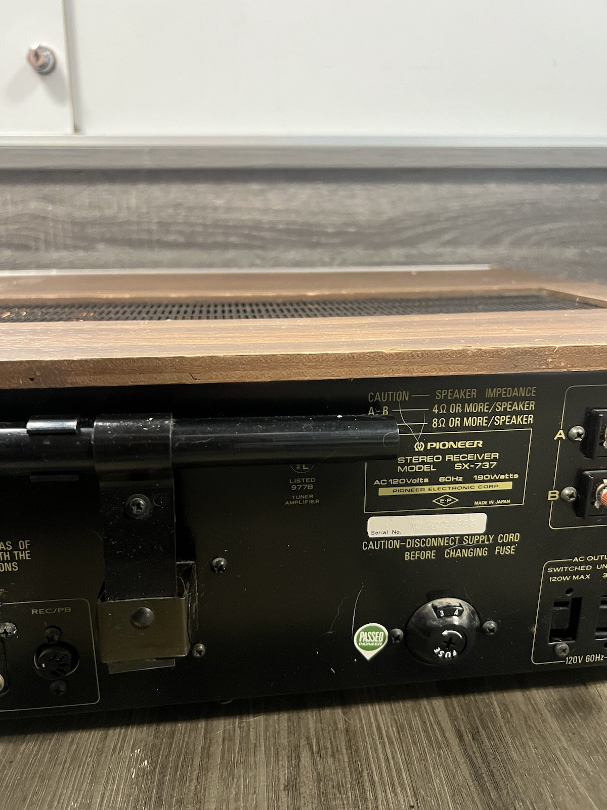 Pioneer SX-737 AM/FM Stereo Receiver Silver Face w/ Wood Case