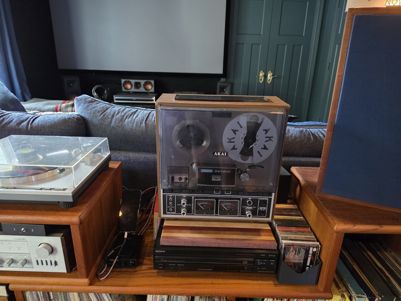 Akia GX-280D Reel to Reel with Rare Cover and OG reel and Tapes