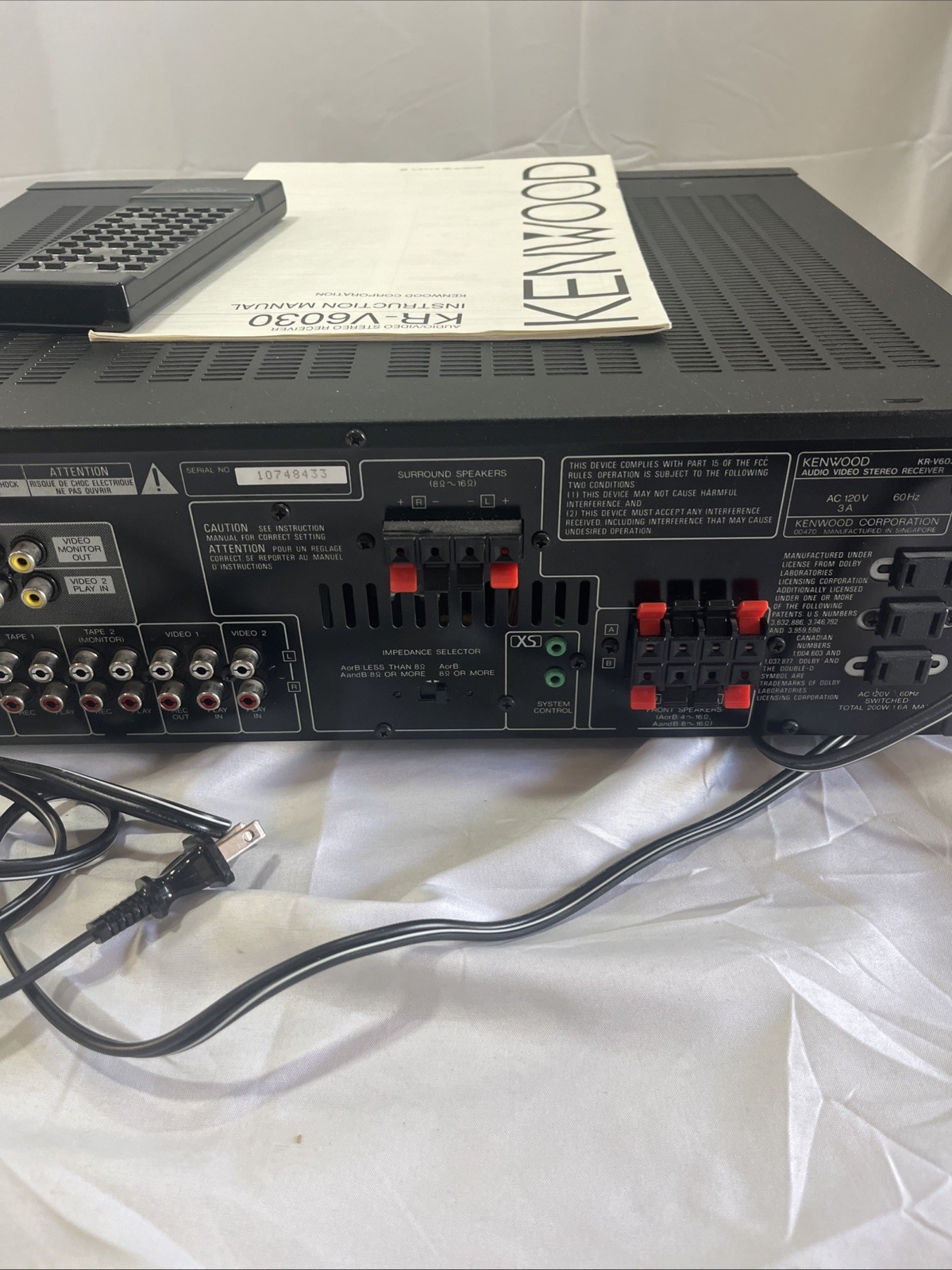 Vintage Kenwood KR-V6030 Stereo Receiver Tested Excellent W/ Remote & Manual