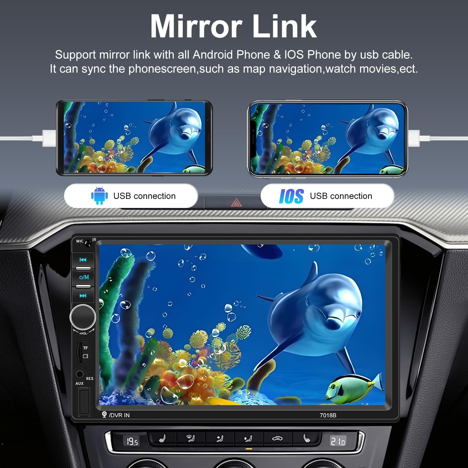 Nhopeew Double Din Car Stereo Bluetooth And Backup Camera 7 Inch Touch Screen