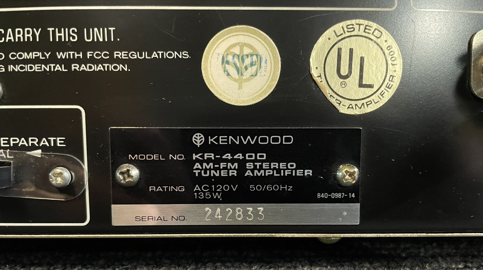 Vintage Kenwood KR-4400 Stereo Receiver