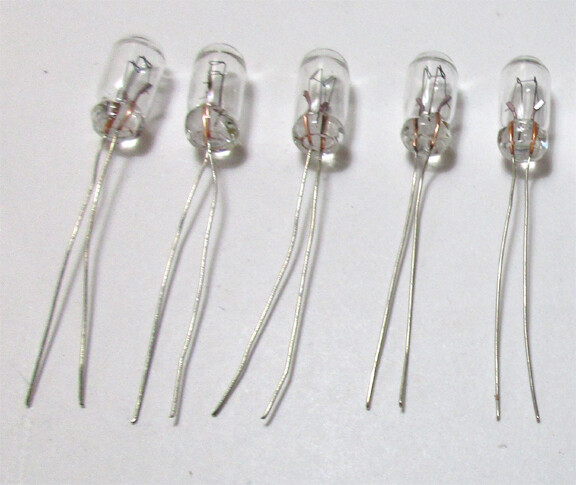 5 (Five) Grain of Wheat Bulbs 12v 60ma Lamps 5mm X 11mm