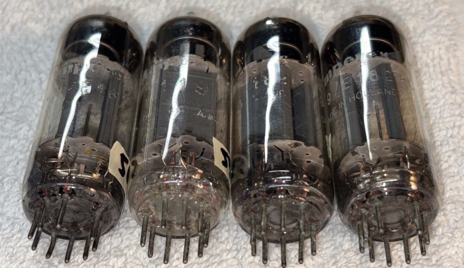 4- Amperex 7119 / E182CC Vacuum Tubes TV7 Tested Strong Closley Matched Quad