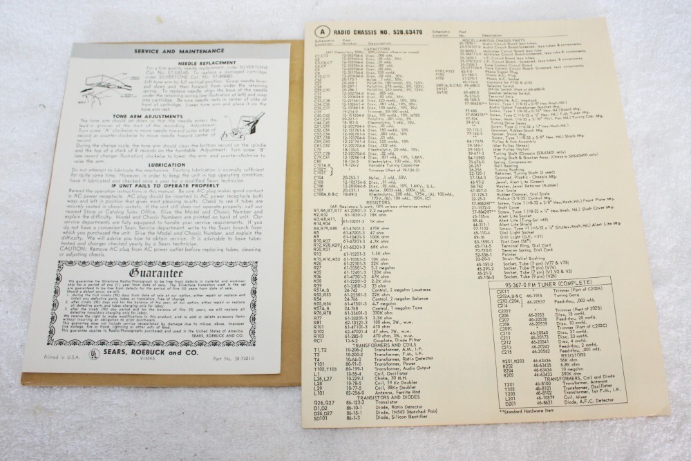 Sears Silvertone Model 6055 6056 Stereo Console Owners Manual + Schematic