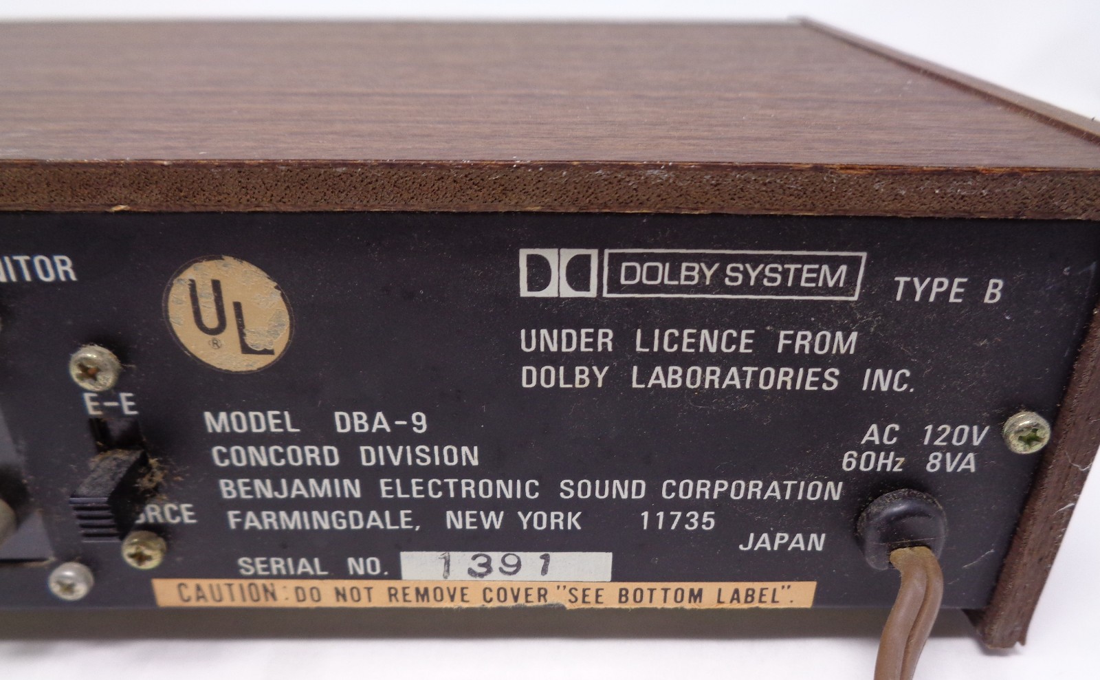 1970’s Concord DBA-9 Dolby Noise Reduction Unit – powers up, and needles move.