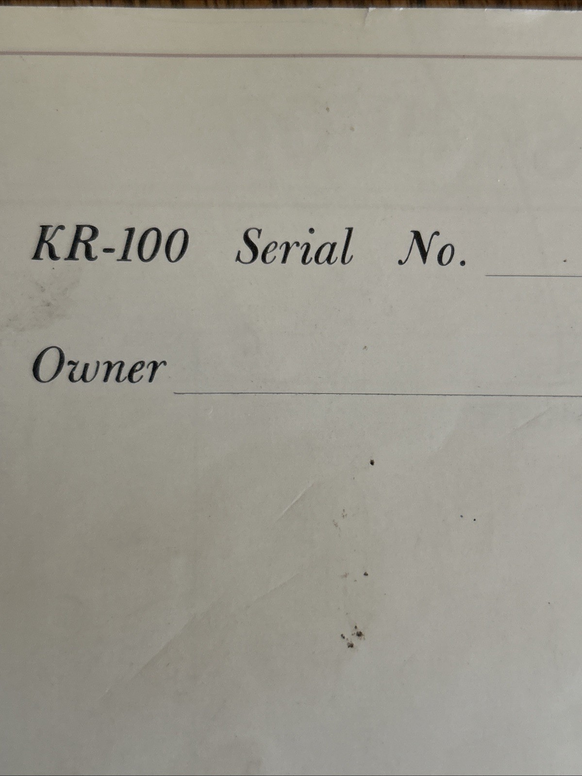 Kenwood KR-100 Receiver Owner’s Manual plus Schematic -Original