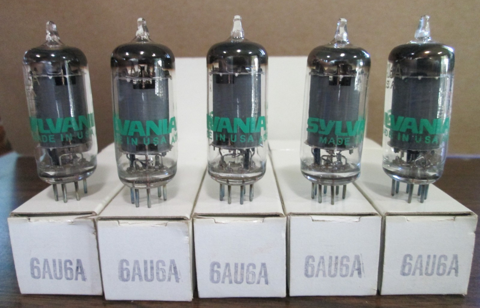 FIVE NEW SYLVANIA 6AU6A HiFi Ham Radio Amp Vacuum Tubes Matching Codes IOB