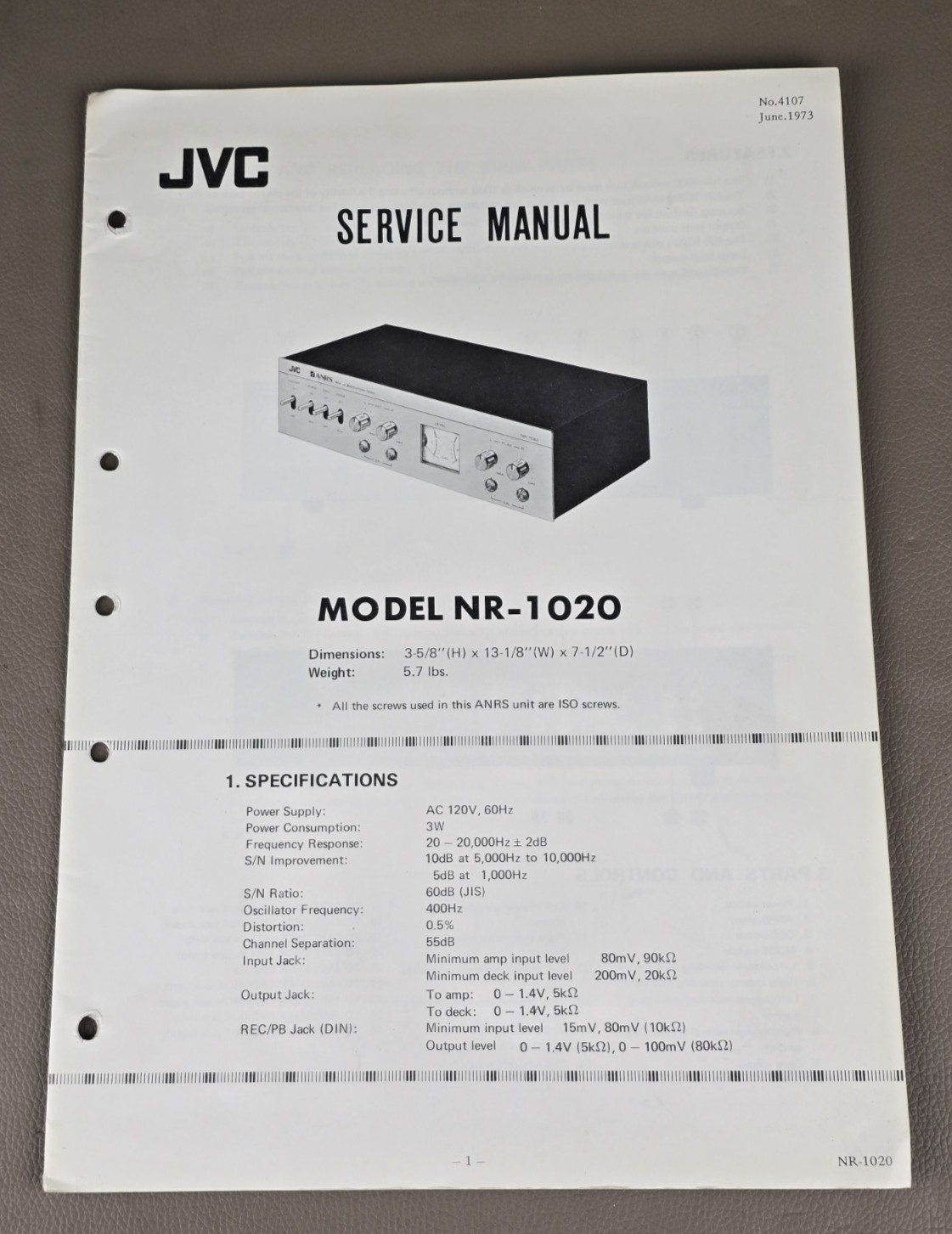 JVC Model NR-1020 Service Manual D-3719