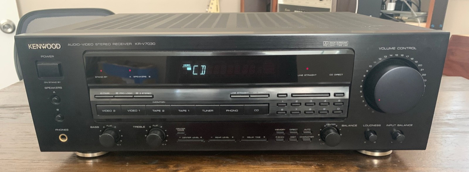 Kenwood KR-V7030 Audio/Video Stereo Receiver 1991 WORKS Very Good Cond 110w a Ch